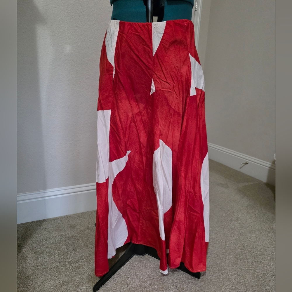 H&M Vibrant Red and White Maxi Skirt